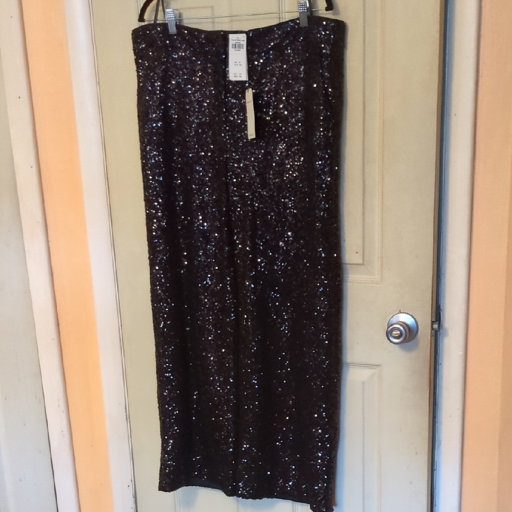 NWT Abercrombie & Fitch Sequin Size 16 Petite Pants w/Pockets. Satin Inside